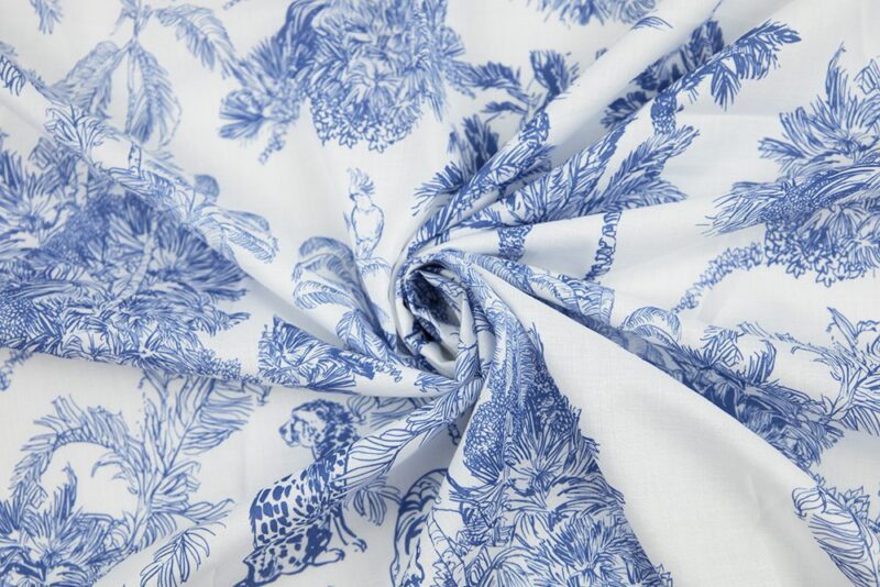 100% Italian Cotton Print - Jungle Toile in Blue