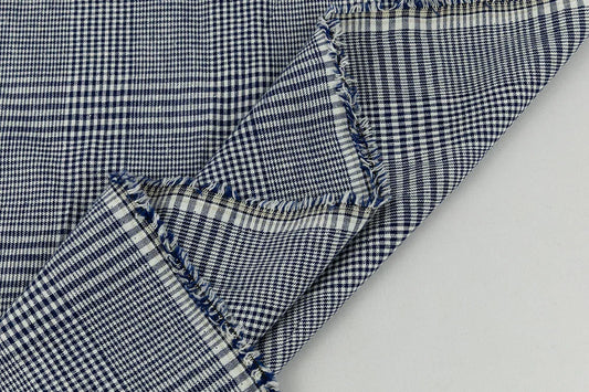 Italian Linen/Cotton in Navy/Gray Glen Plaid