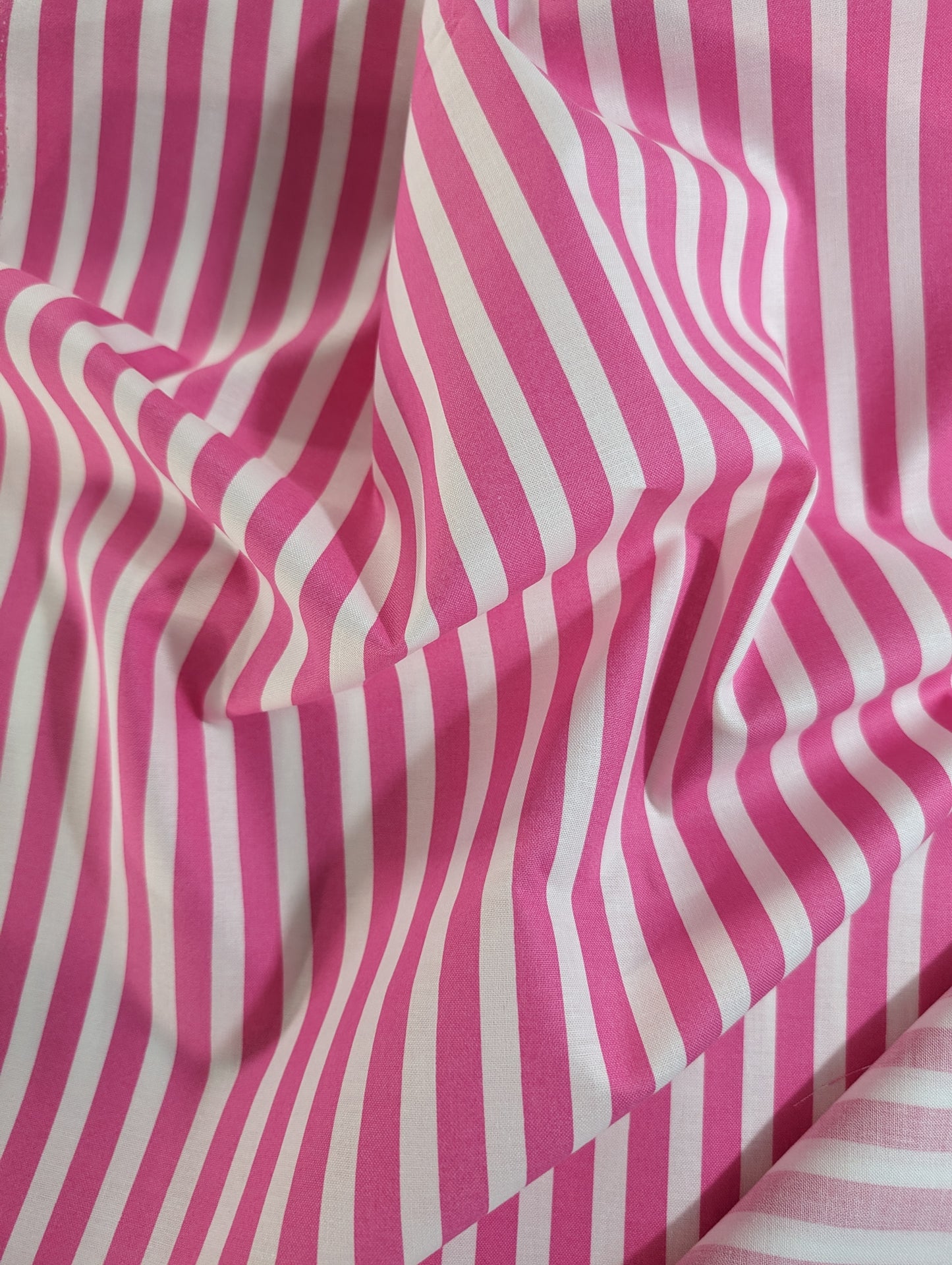 100% Cotton Hot Pink/White Striped Shirting