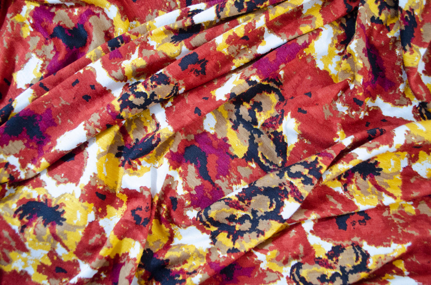 Floral Rayon/Spandex in Deep Reds