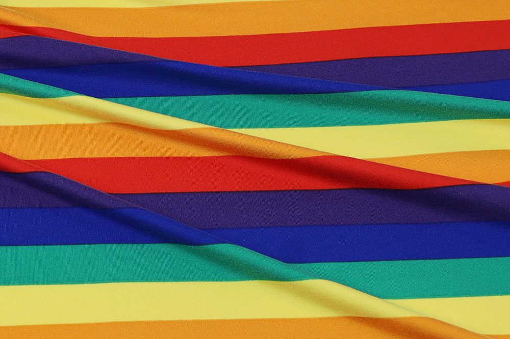 Double Brushed 4-way jersey in Rainbow print