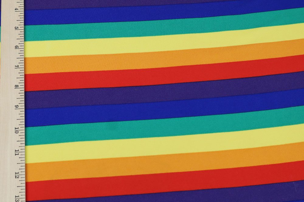 Double Brushed 4-way jersey in Rainbow print