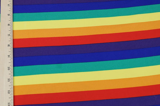 Double Brushed 4-way jersey in Rainbow print