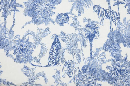 100% Italian Cotton Print - Jungle Toile in Blue