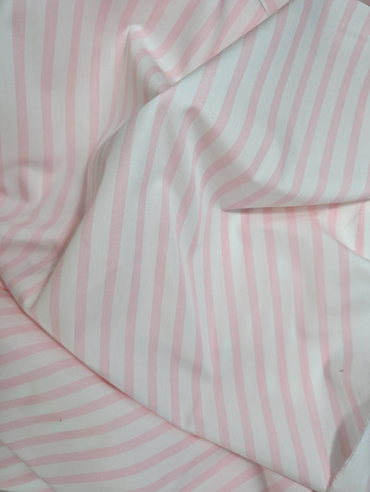 100% Cotton Pink/White Striped Shirting