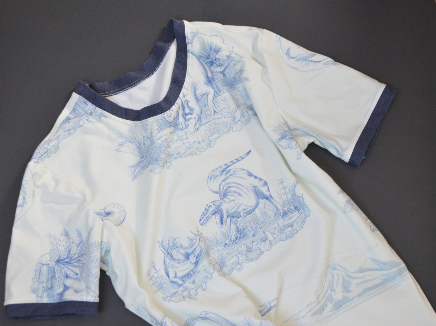 Dinosaur Toile Cotton/Spandex Jersey in Blue